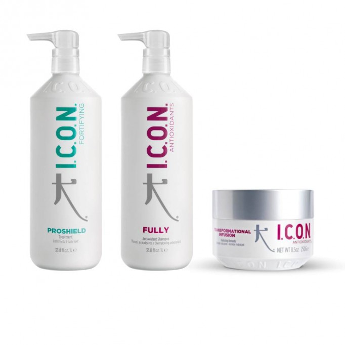 Pack ICON Proteinas: Champú Fully + Tratamiento Proshield + Mascarilla Infusion