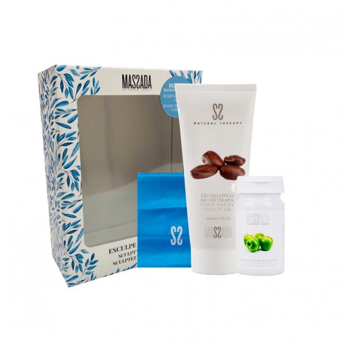 PACK MASSADA CORPORAL ANTICELULITICO GEL CELULITICO CAFE Y CAPSULAS VINAGRE DE MANZANA