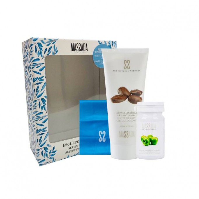 PACK MASSADA CORPORAL ANTICELULITICO CREMA CELULITICO CAFE Y CAPSULAS VINAGRE DE MANZANA